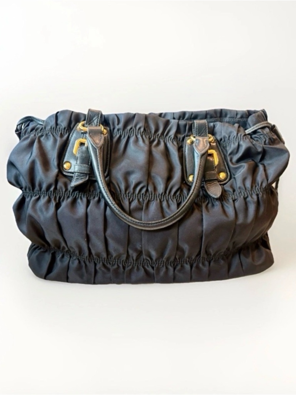 Prada BN1788 Tessuto Gaufre
Nero Black Ruched Satchel +Strap + Authenticity Card - Picture 3 of 15